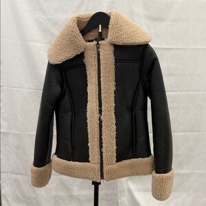 Olivaceous Black and Tan Leather Jacket